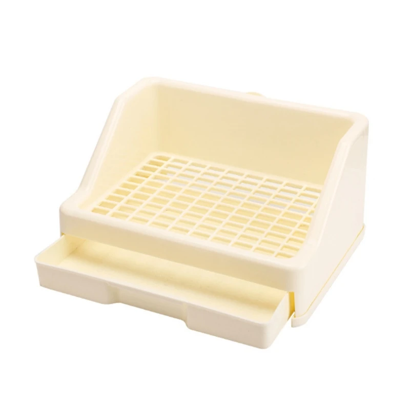 

Pet Litter Box Rotate Button Bedding Box Potty Training for Bunny Chinchilla Ferret Plastic Grid Bunny Supplies