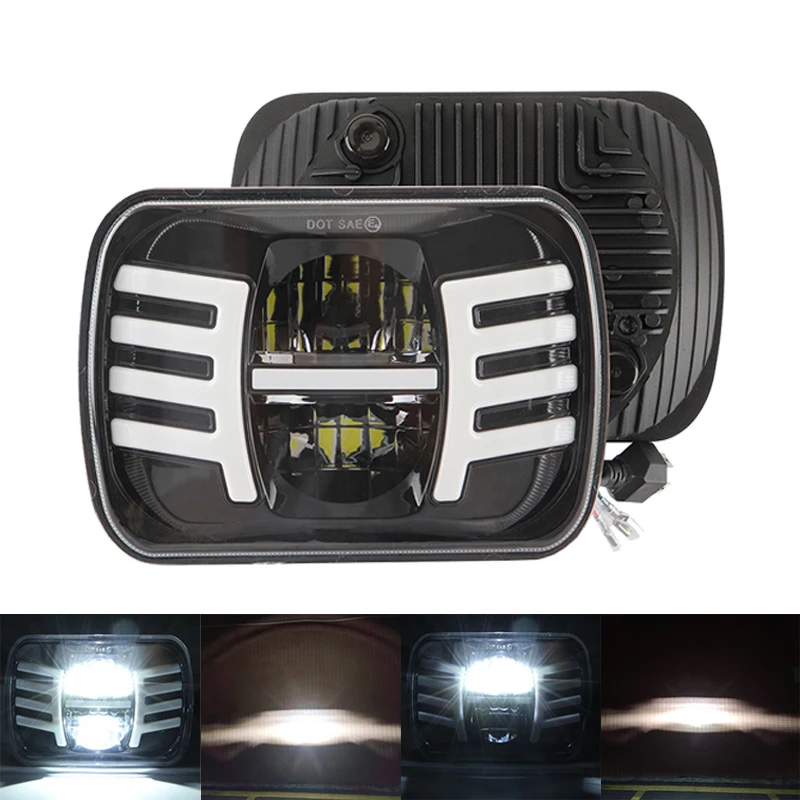 7Inch 5x7 7x6 Square LED Car Headlight Off-road With Headlamp 6000K 400W for Car DRL Turn Signal Ford Wrangler Jeep  - buy with discount