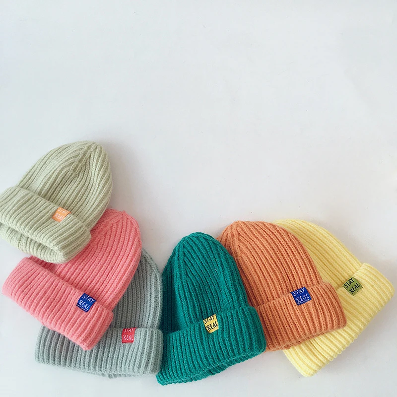 Осенне-зимние однотонные детские вязаные шапки, детские шапки для девочек и мальчиков, шапки, теплые мягкие Повседневные шапки для детей