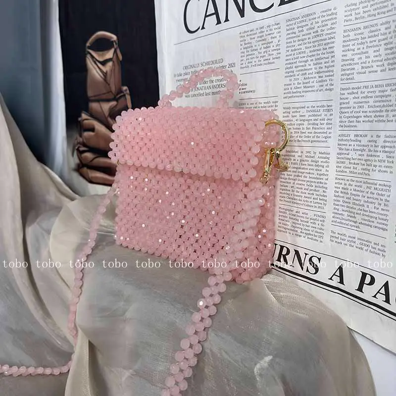 Летняя плетеная дамская сумочка из желе и бисера в французском стиле ярких