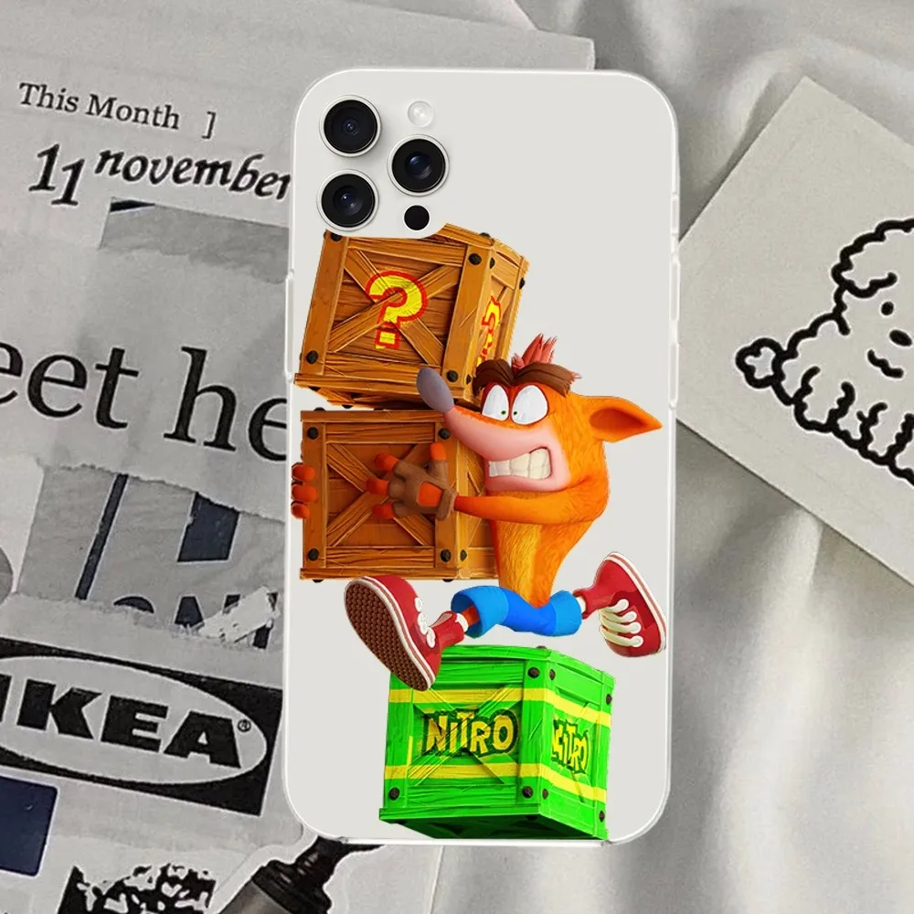 Чехол для телефона Game C-Crash B-Bandicoot iPhone Mini Plus 11 13 12 14 15 8 Pro XS Max X SE XR прозрачный корпус