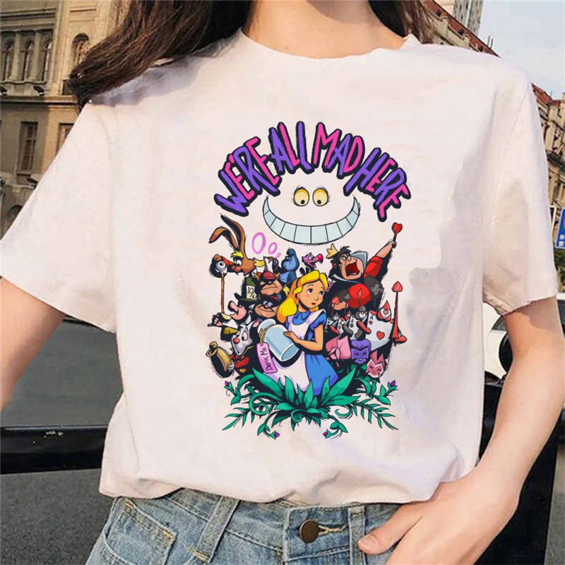 

Female Fashion Short Sleeve Tshirts Alice Princess Cartoon Graphic Printed Women T-shirt Girls Casual Tops Ladies Cute Tshirt