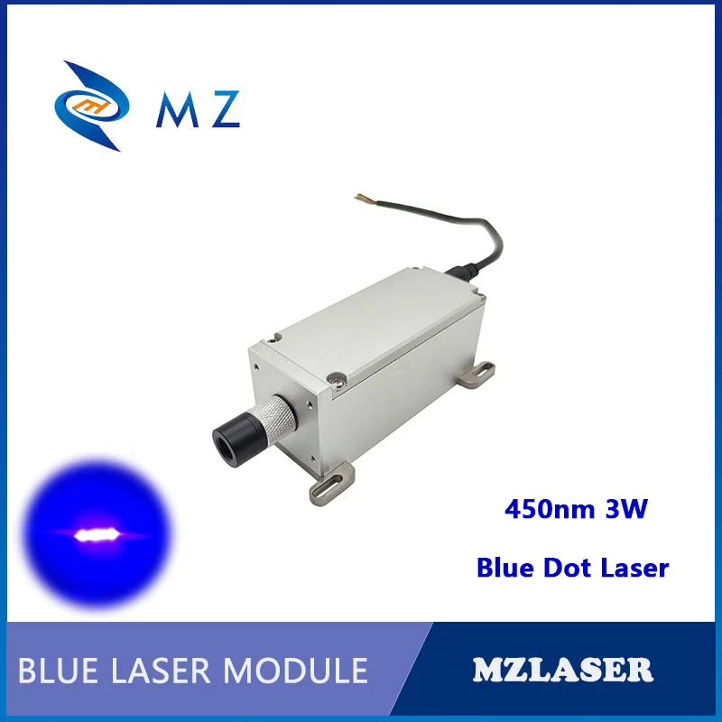High Power Glass Lens 450nm 3000mW Good Heat Dissipation Aviation Plug Blue Dot Laser Module