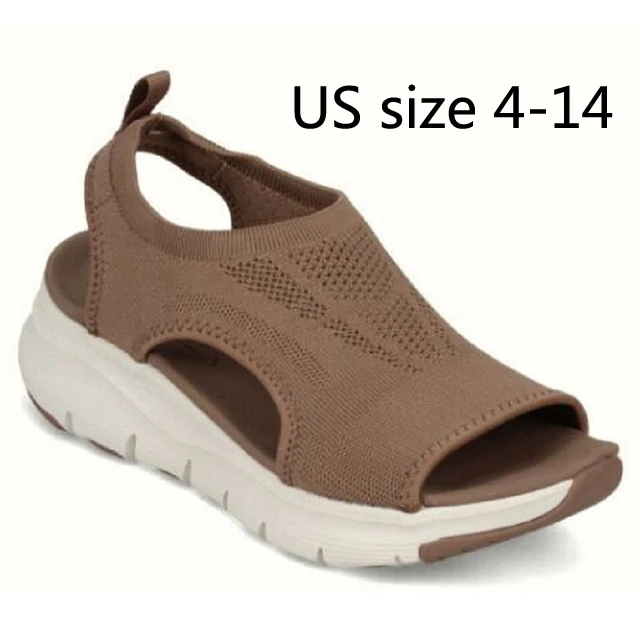 

Women Sandals Fish Mouth Mesh Soft Sole Comfortable Sports Sandals Women's Beach Wedge Sandals Platform Roman Sandals plus Size