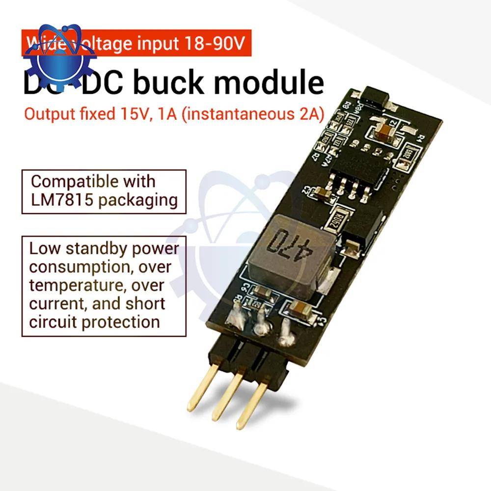 

DC-DC 18-90V Step-Down Power Module 15V/1A Three-terminal Regulator Module High Efficiency Heat Voltage Module