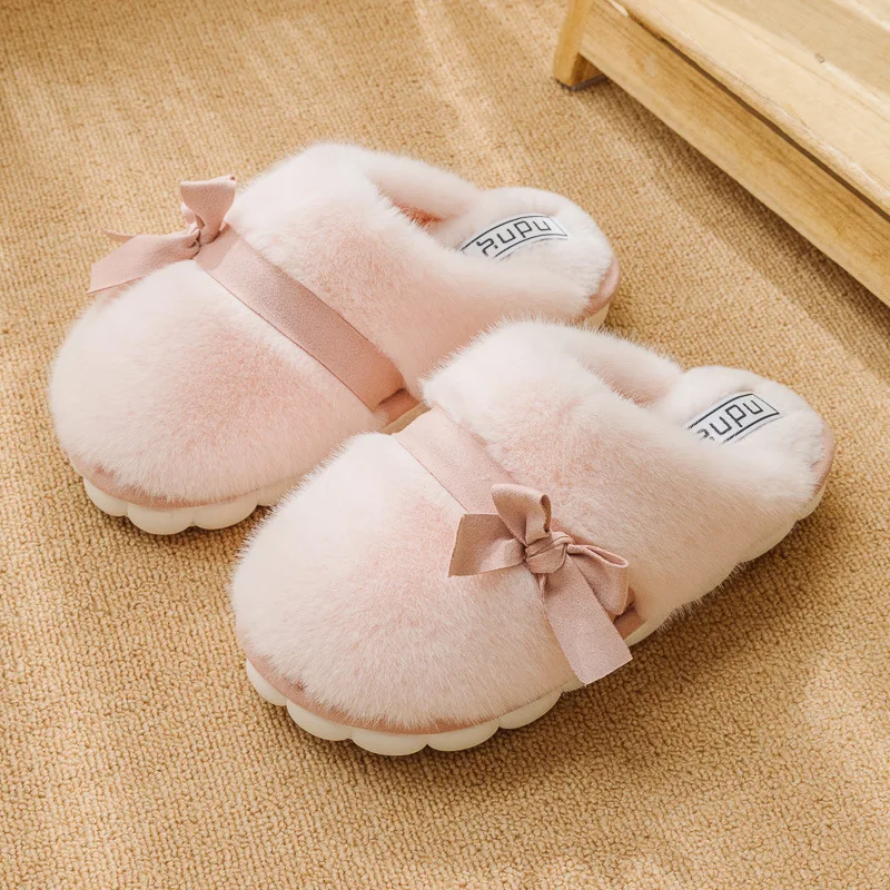 

Women Winter Slippers Home Cotton Shoes Lady Fashion House Slippers Women's Plush Warm Slippers Fuzzy Bedroom Slippers