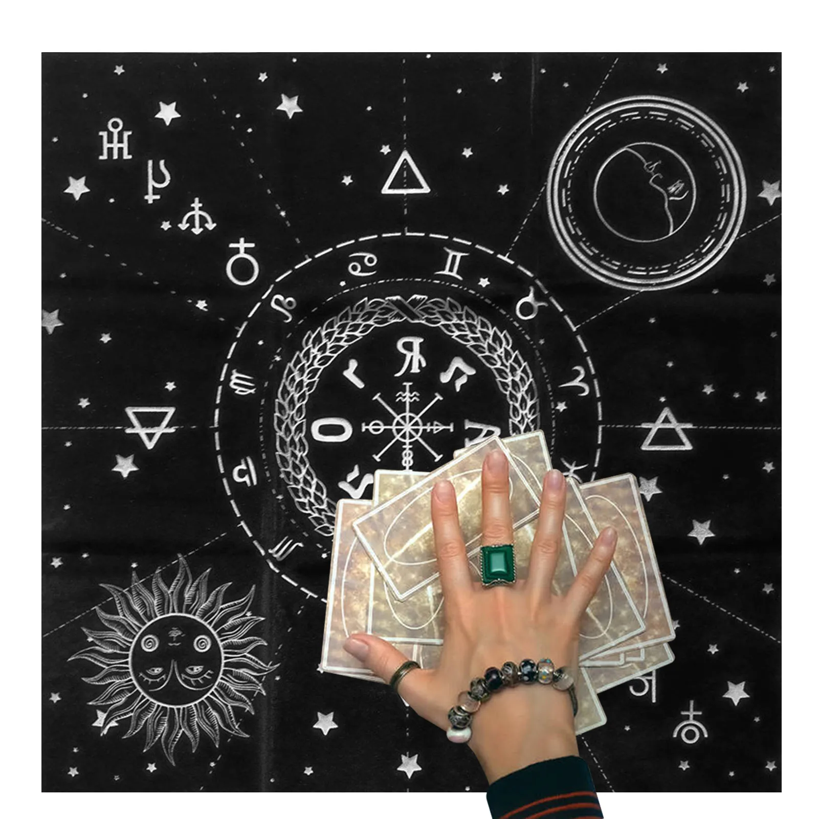 

Скатерть для Таро, скатерть для таро, карточная скатерть для стола с таинственными принтами, астрология, Таро для гадания