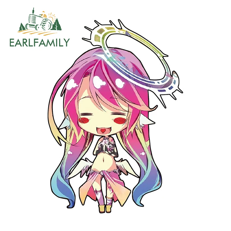 

EARLFAMILY 13 см x 9,1 см Chibi Jibril большая голова Автомобильная наклейка Аниме Нет игры нет жизни Waifu наклейка JDM Peeker девушка Fanart стикер s