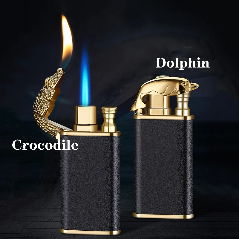 Новинка брендовая металлическая надувная Зажигалка под крокодила с синим