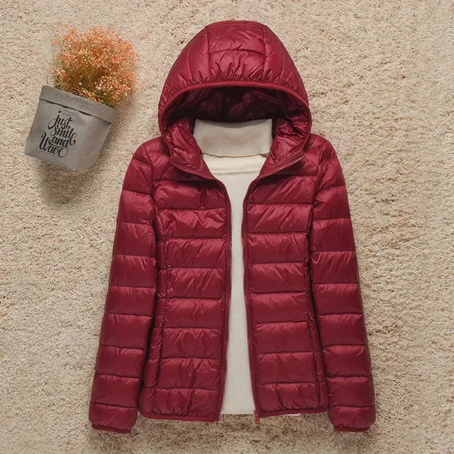 New Women Thin Down Jacket White Duck Down Ultralight Jackets Autumn And Winter Warm Coats Portable Outwear