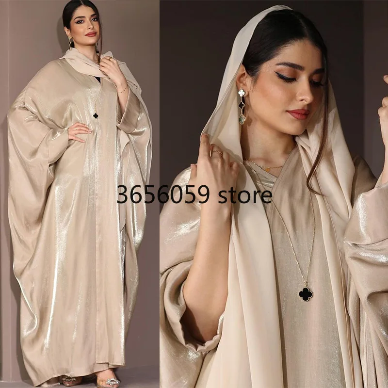 Длинное атласное платье для мусульманской женщины модный хиджаб яркая шелковая