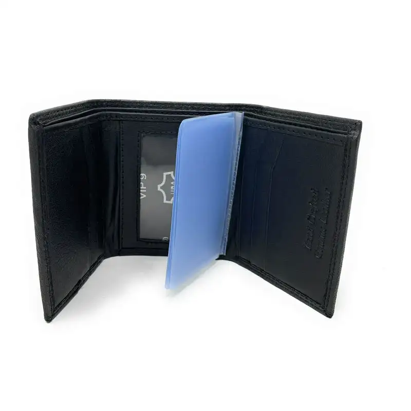 

VIP Classic Genuine Leather Slim and Stylish Black Trifold Wallets with Multiple Cash, Card and ID Slots - 156 Characters