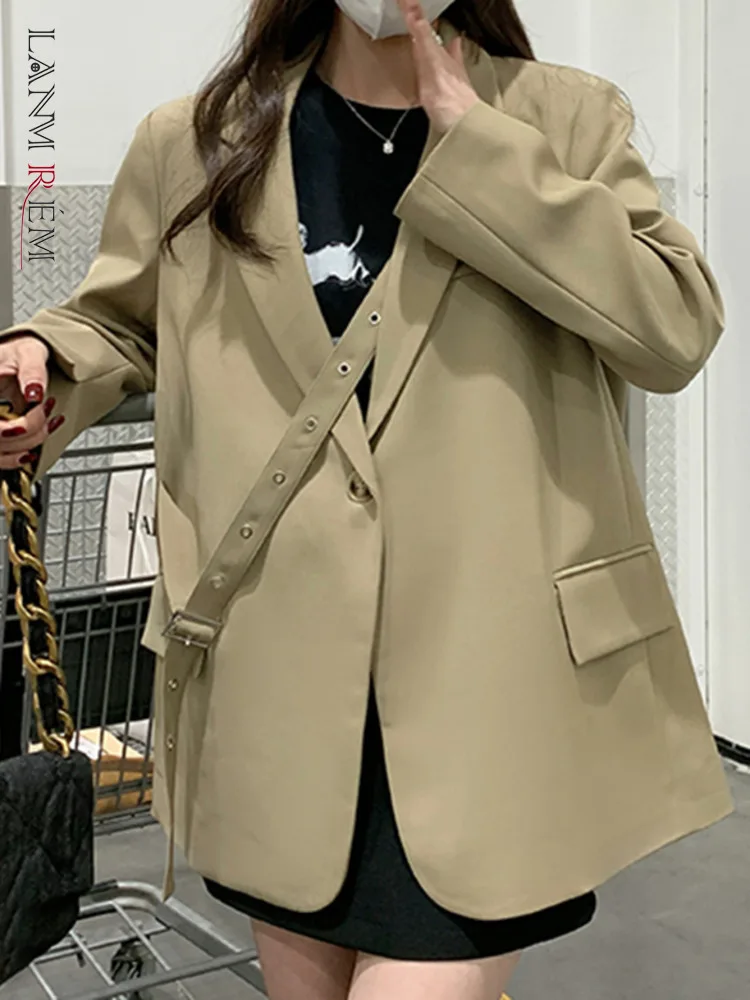 

LANMREM дизайнерский Блейзер, пальто для женщин, с одной пуговицей, с длинными рукавами, корейские пальто, Офисная Женская одежда 2023, осенняя Новинка 2YA4017