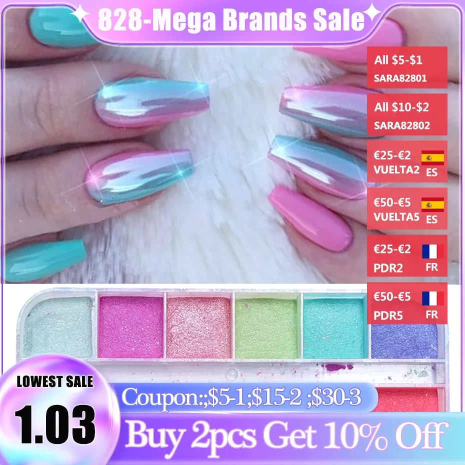 

Новинка, блестящий разноцветный зеркальный эффект, блестящий перламутровый порошок русалки, Хромовый пигмент, мелкая пыль, отражающая поли...