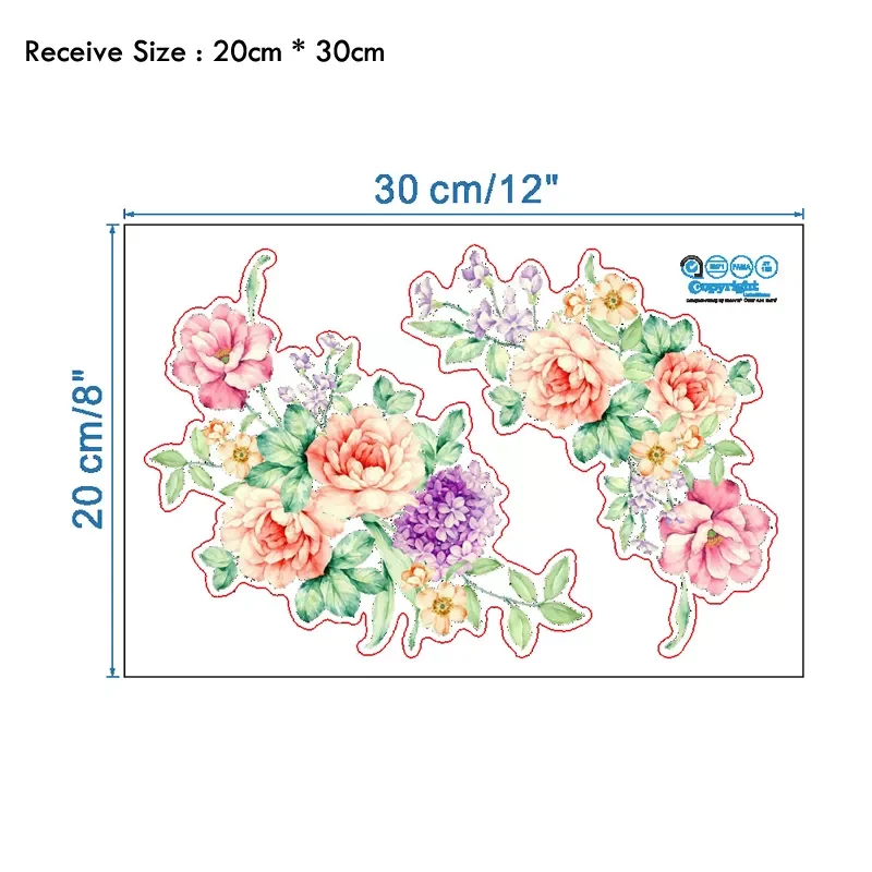 

New Peony Flowers Wall Stickers Art Home Decor Wallpaper Removable vinyl wall decals for kids living room Toilet fridge decorati