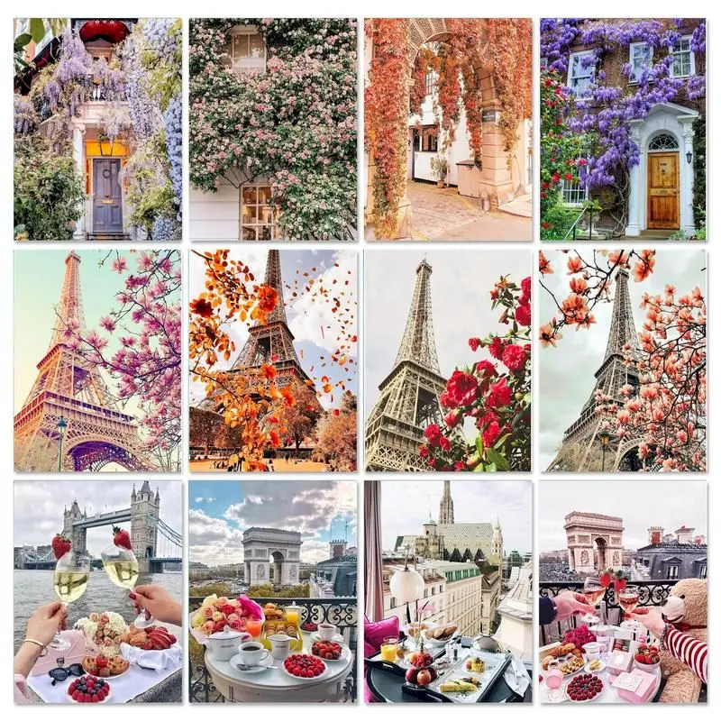 

GATYZTORY Acrylic Painting By Numbers Flowers Drawing By Numbers Wall Art Picture Landscape Number Paiting Home Decor Diy Gift