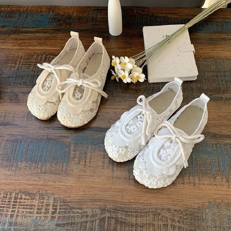 Comfort Flower Mesh Sneakers Women Summer Flat Flower Moccasins Wide Round Toe Granny Mom Walking Flats Non-slip Ladies Shoes