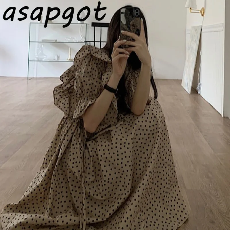 Женское винтажное платье в горошек Белое Облегающее Платье Корейском стиле с