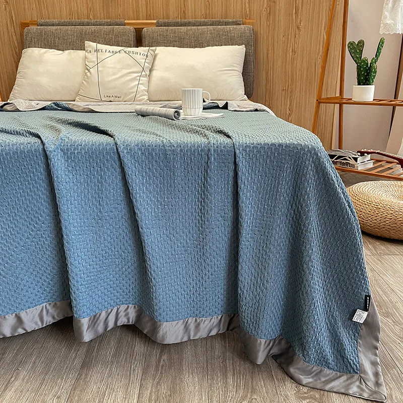 

Waffle Style Summer Quilt Blanket Throw Cool Feeling Air Condition Comforter Sofa Bed Cover Soft Home Bedspread Blankets for Bed