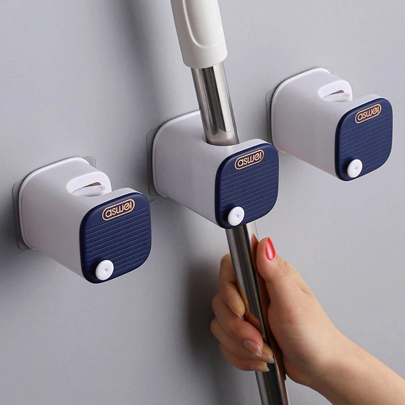 

Nordic Mop Broom Holder Wall Mounted Mop Organizer Household Adhesive Storage Broom Hook Racks Kitchen Bathroom Organizer Tools