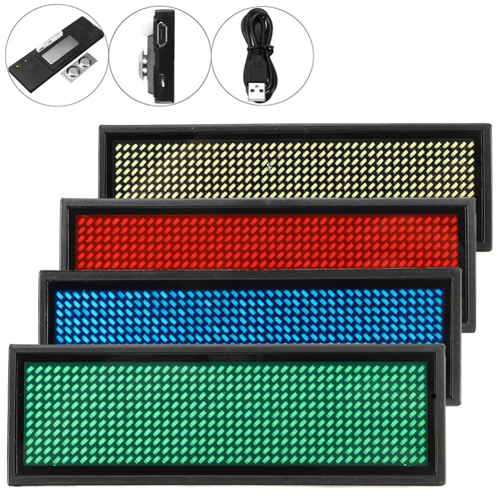 

Top Quality Led Name Tag Mini LED Digital Programmable Rechargeable Scrolling Message Tag Badge Sign For Festival Event