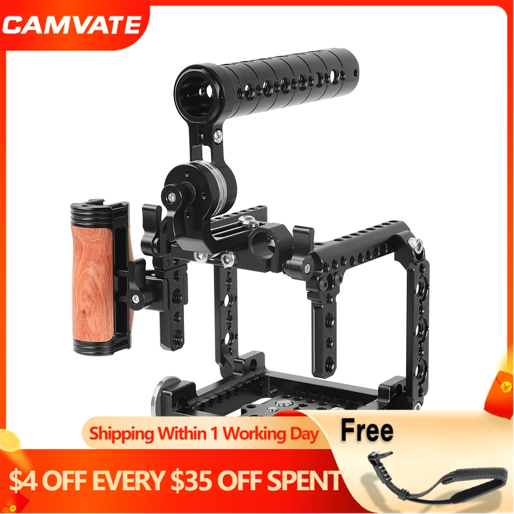 Камера CAMVATE Rig с верхней ручкой ARRI Rosette и НАТО Rail, деревянная боковая ручка и верхняя ручка для кинокамеры RED Komodo 6K