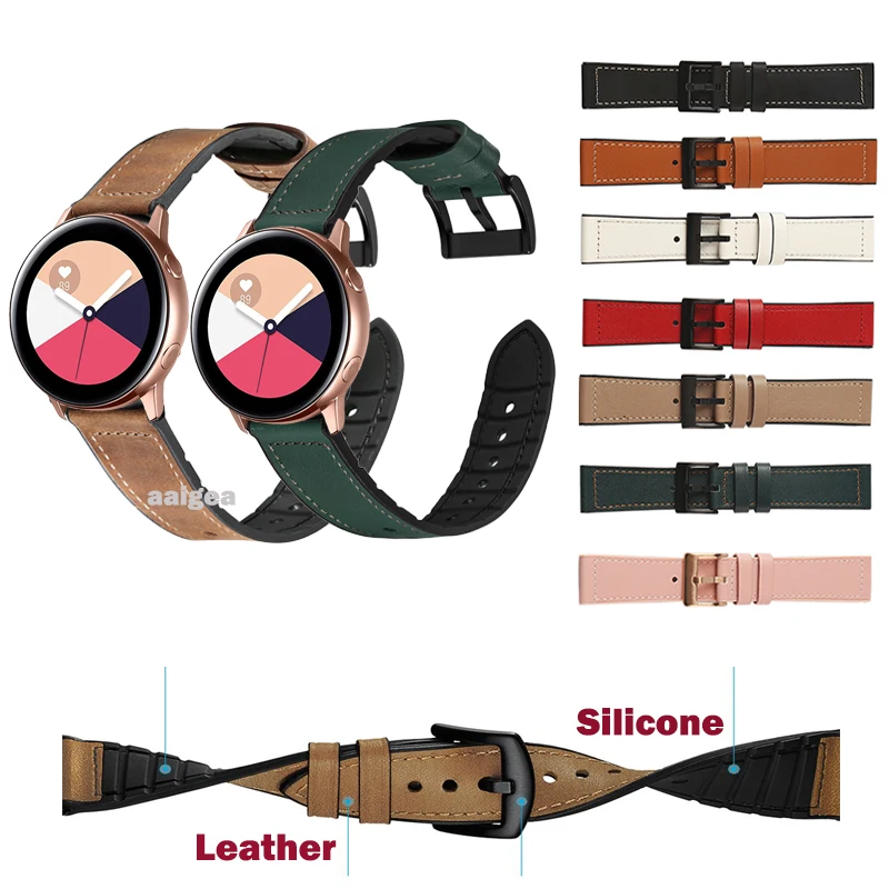

Ремешок кожаный и силиконовый для Samsung Galaxy Watch Active 2 40 мм 44 мм/Watch 4/3, модный браслет для часов Gear S3, 20 мм 22 мм