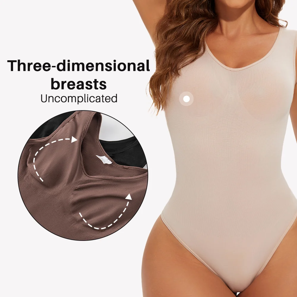 Seamless Shapewear Bodysuit for Women Body Shaper Thong Shaping Sculpting Breast Slimming Wide Shoulder Straps Shapers New