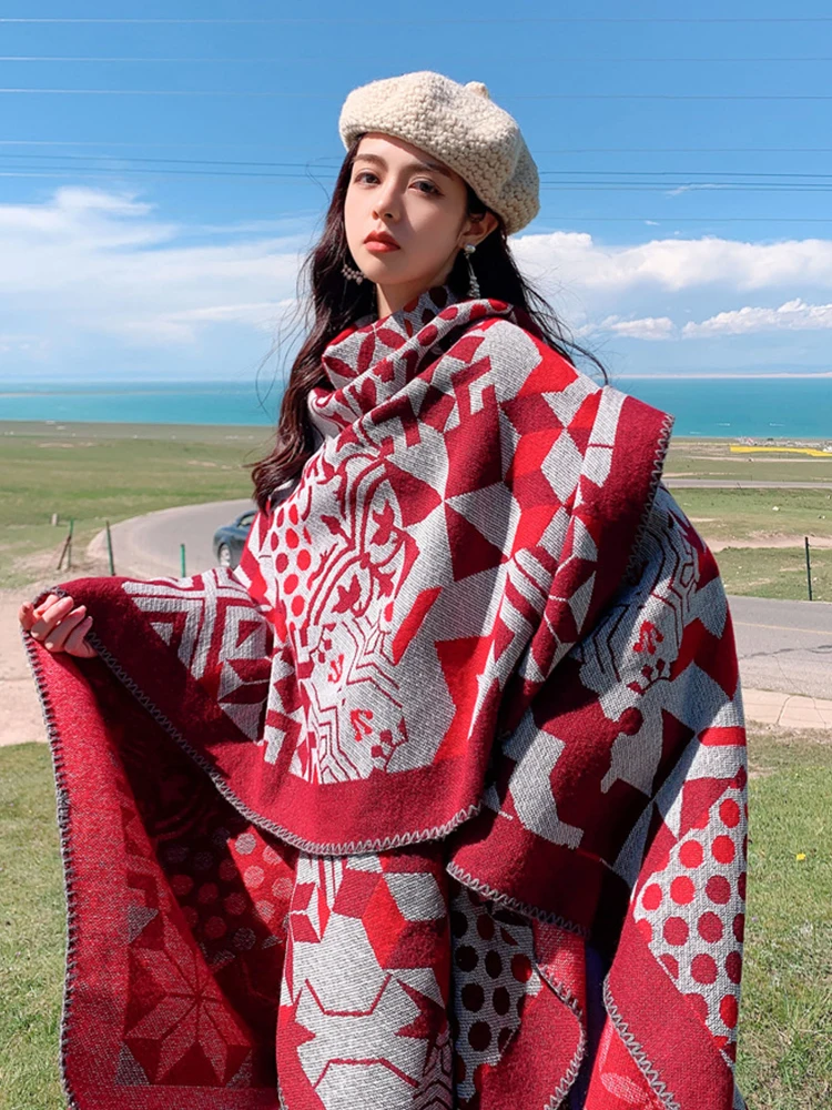 

Fashion Imitation Cashmere Women Scarf Winter Poncho Warm Female Boho Thick Wrap Blanket Capa Para Mujer Pashmina Shawl Chales