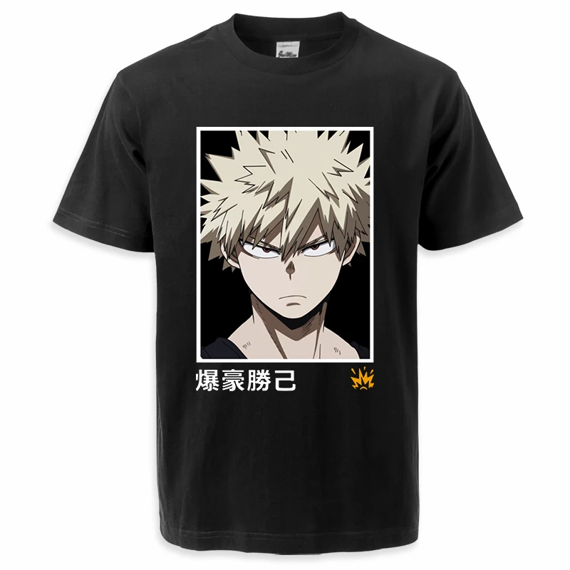 

New Summer Mens Anime T Shirts My Hero Academia Bakugou Deku Graphic T-Shirts Tees Cotton Crewneck Streetwear Harajuku T-shirt