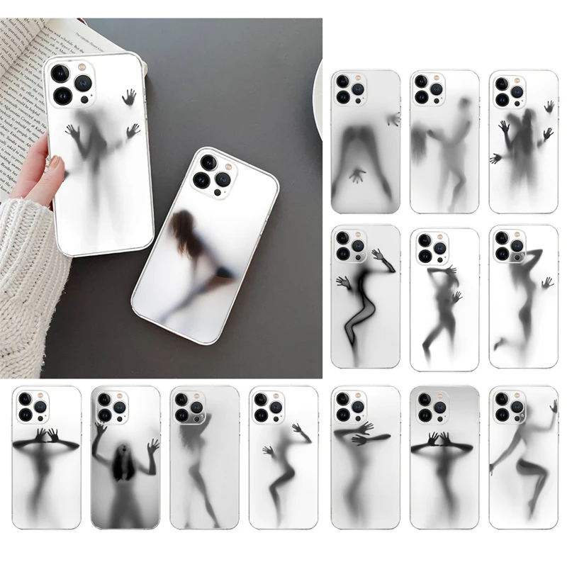 

Phone Case For iphone 14 Pro Max 13 12 11 Pro Max XS XR X 12 13 mini 14 Plus Sexy Woman Silhouettes Shadows Case Funda