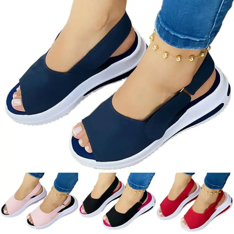 2023 Women's Shoes Large Summer New Thick Sole Simple Women's Single Shoe Casual Fish Mouth Sandals 43 Size Zapatos De Mujeres