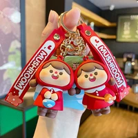 cartoon cute mushroom girl doll keychain fashion keyring couple bag charm holder ornament key chain car pendant birthday gift