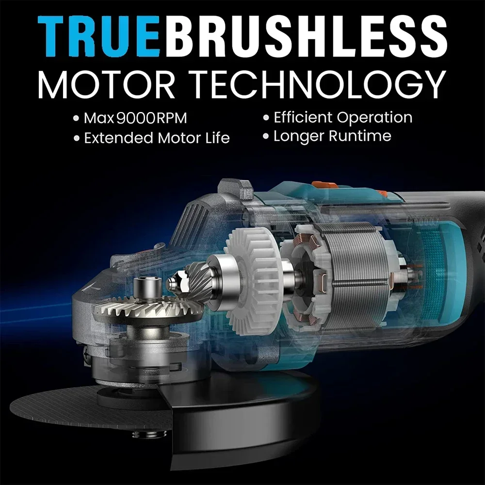 125 мм бесщеточная угловая шлифовальная машина литий-ионная батарея беспроводная