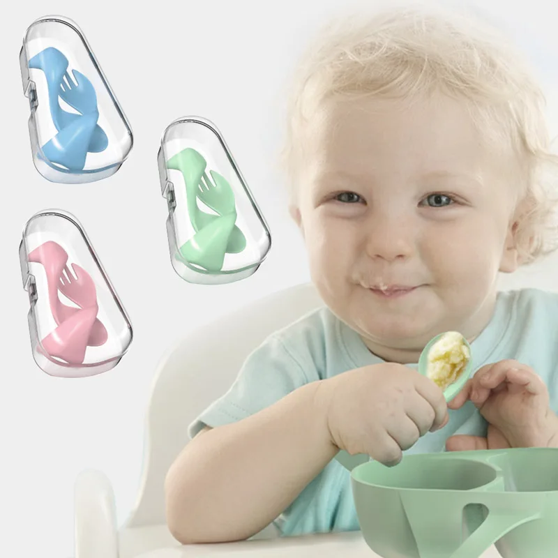

2 шт./компл. Новинка детская Вилка портативный Малыш Обучение еде самокормление посуда детская тренировочная ложка вилка Посуда