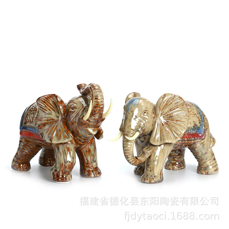 Creative Home Lucky Elephant Ceramic Crafts Home Decoration Office Table Decoration Study Decoration Gifts