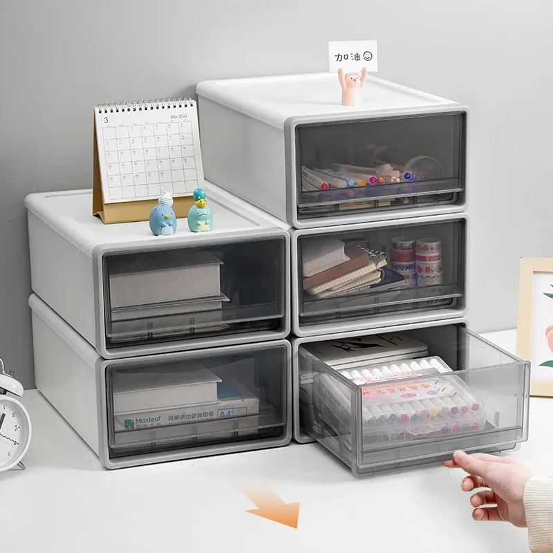 

Plastic Desktop Storage Basket Drawer Sundries Toys Organizers Boxes Cabinet Home Office Stationery Cosmetics Lipstick Stackable