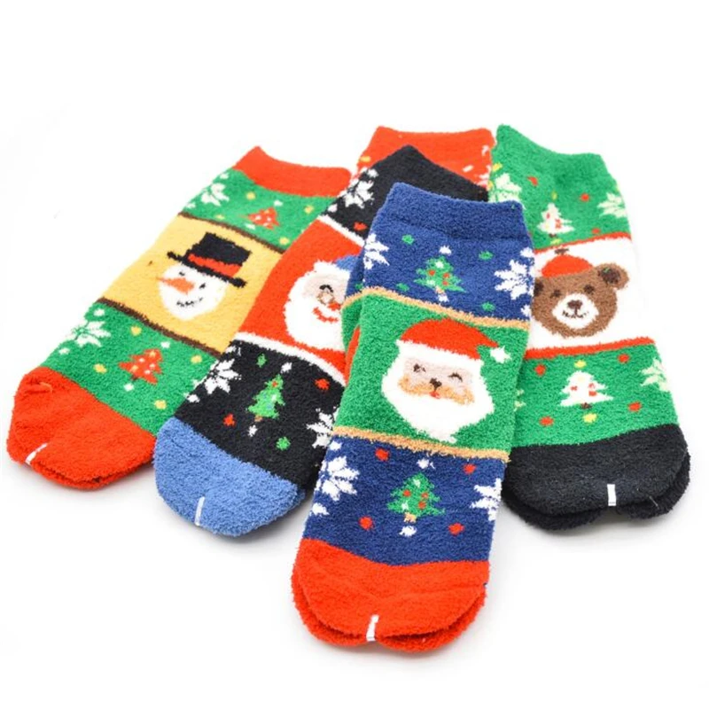 

Зимние женские носки, повседневные носки с Санта Клаусом, оленем, Мультяшные рождественские носки, теплые флисовые женские носки для девочек, Рождественский подарок