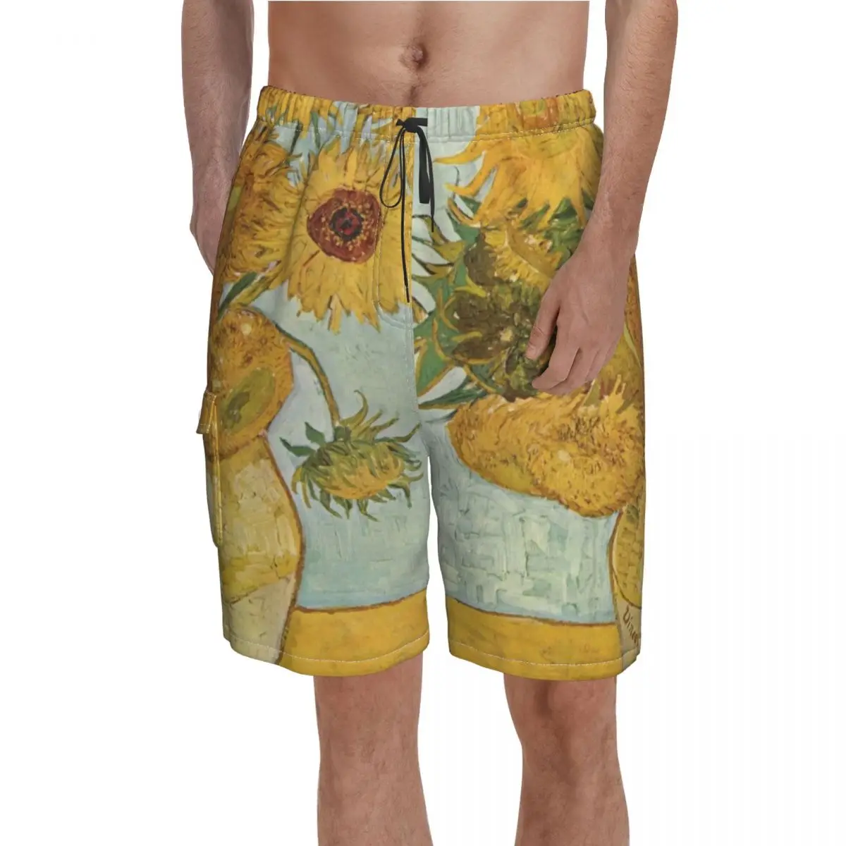 

Van Gogh Board Shorts Vincent Sunflowers Beach Shorts Hot Sale Men Comfortable Print Swimming Trunks Plus Size 2XL