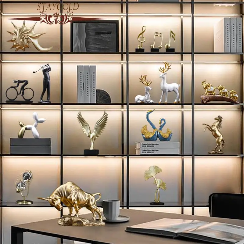 

Feng Shui Statue Sculpture Living Room TV Cabinet Decoration Wine Cabinet Home Decor bull Figurines for Interior Opening gift