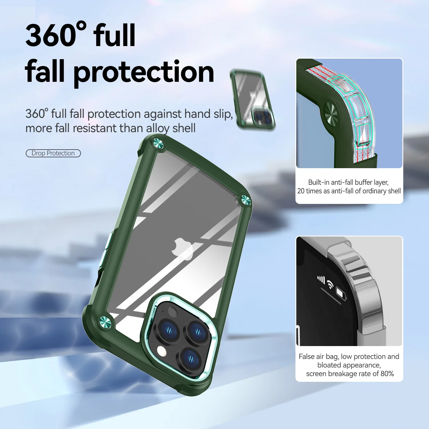 Противоударный прозрачный чехол-бампер военного класса для iPhone 13 12 11 Pro Max XS X XR 8 7