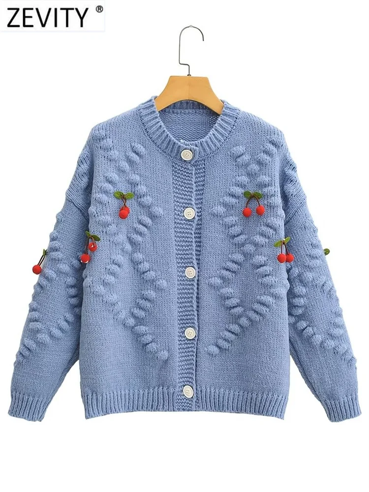

Женский вязаный кардиган Zevity, Повседневный свитер с аппликацией вишни, вязаный крючком кардиган, Женский шикарный пиджак, топы CT2320, 2022