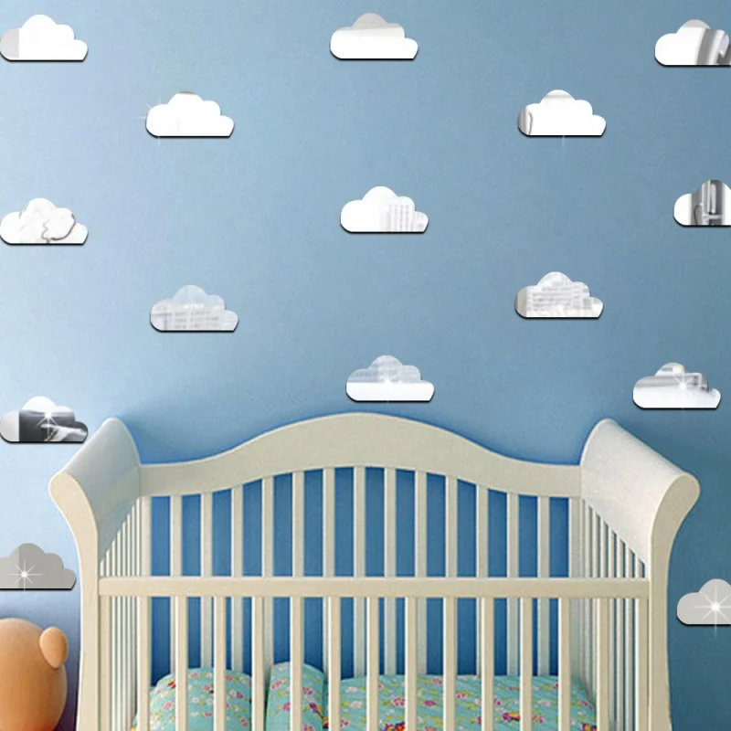 

[Home Decorations] Jm199 Factory Direct Sales Children's Room Decoration Wall Stickers Mirror Sticker Cartoon Clouds Removable