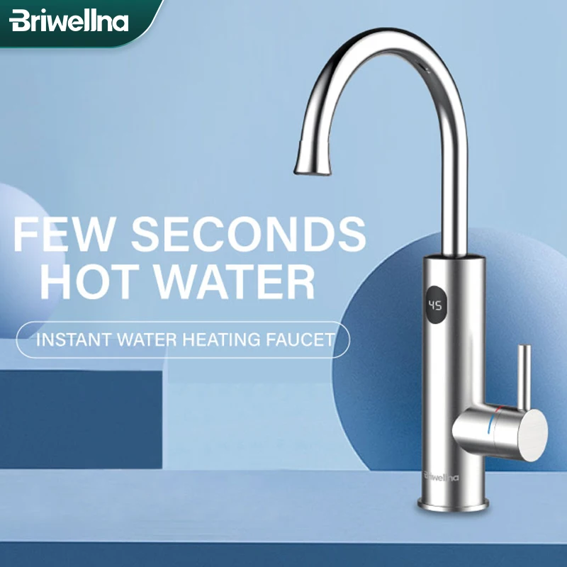 Briwellna 220V Electric Instant Water Heater 2 in 1 Kitchen Faucet Tankless Water Heater Tap Chauffe Eau Instant Geyser KM12