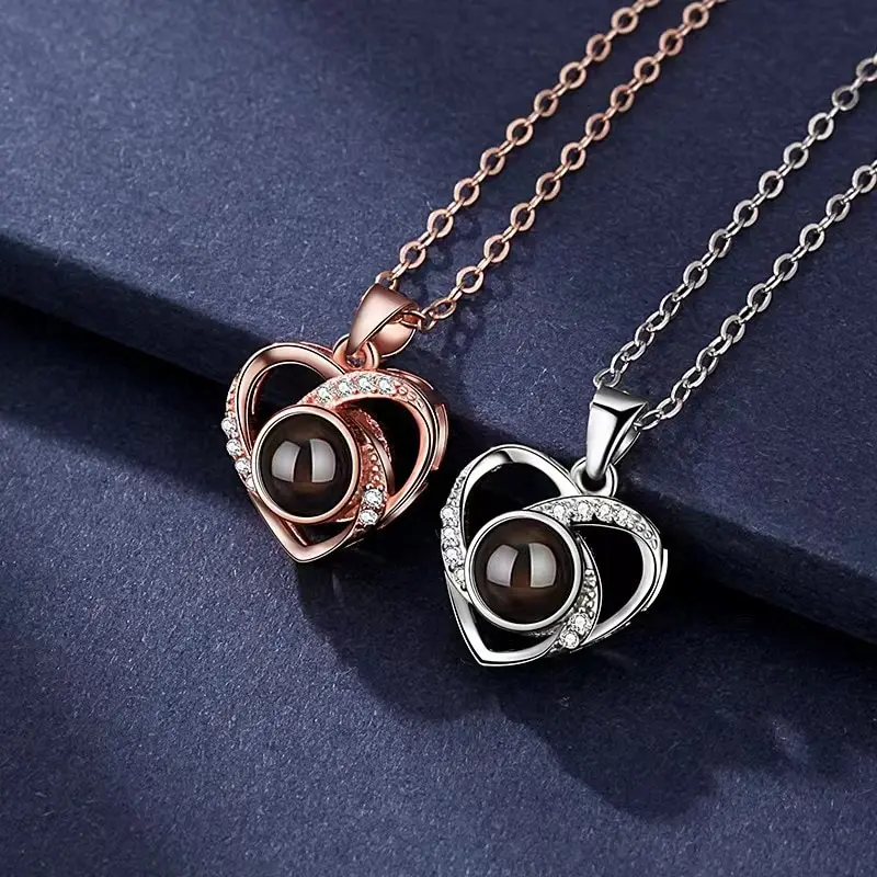 

100 Languages I Love You Necklace Fashion Zircon Pendant Jewelry For Women 2023 New In Wedding Romantic Jewelry Gifts Wholesale