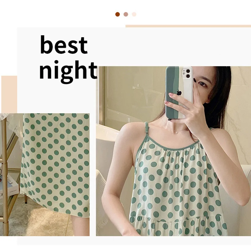 Big Size Women's Clothing Summer Pajamas Loose Thin Sleepwear Attractive Women's Nightwear Spaghettic Strap Dress Nightgowns