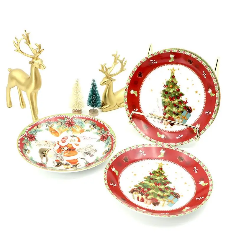 

New Christmas Series Exported To The United States Ceramic Tableware Large Plate Flat Plate Tree Christmas Gift microwave safe