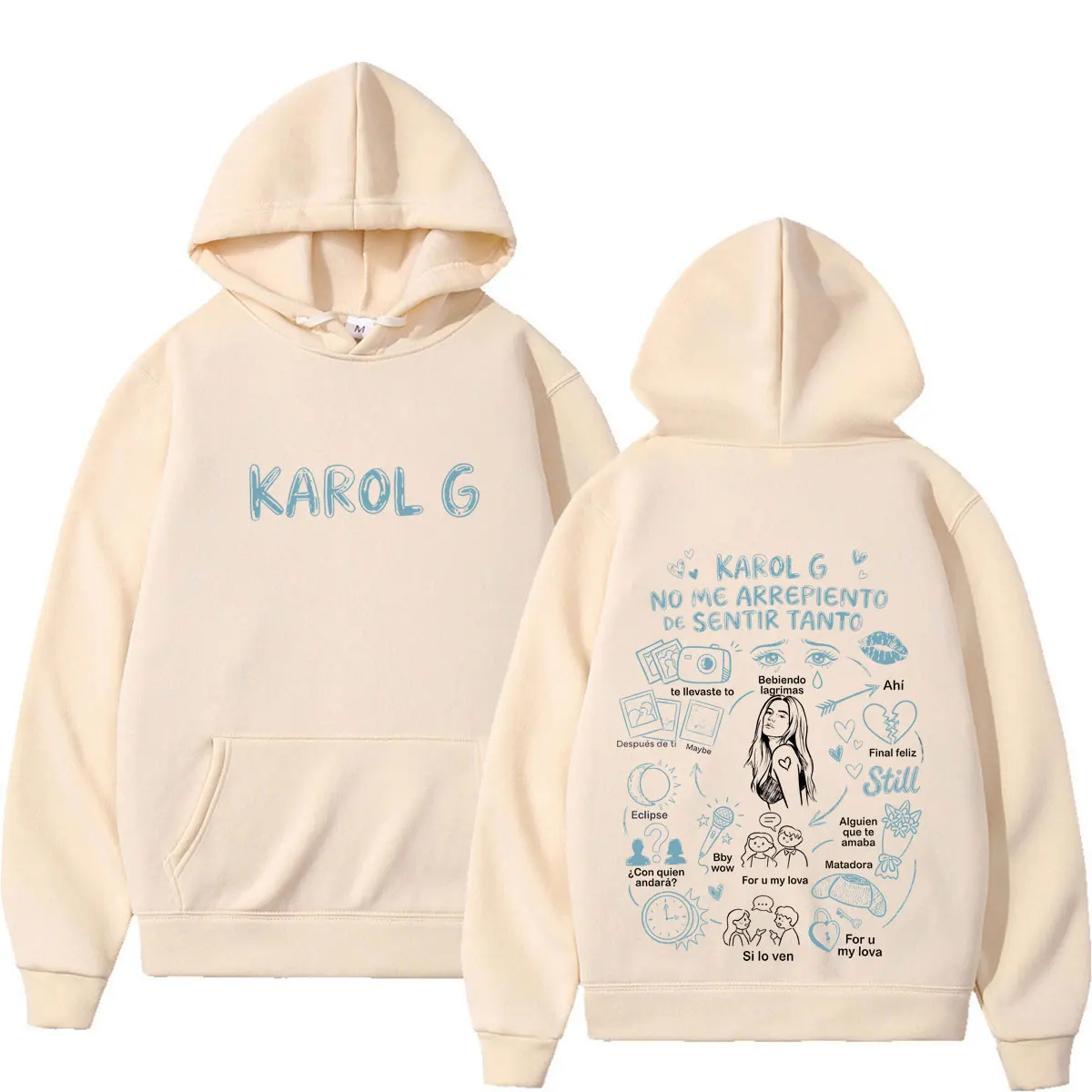 Худи с принтом Karol G Album No Me Arrepiento De Sentir Tanto 2026, модный повседневный пуловер с длинными рукавами, свободного кроя, для мужчин и женщин. (art.: 3920dce882328) - 3920dce882328
