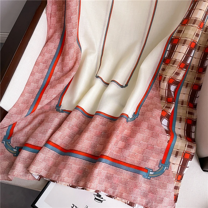 

Теплый хлопковый шарф с принтом для женщин, модный хиджаб, роскошный брендовый дизайн, пляжные палантины, шаль, палантины, осенняя бандана 2023