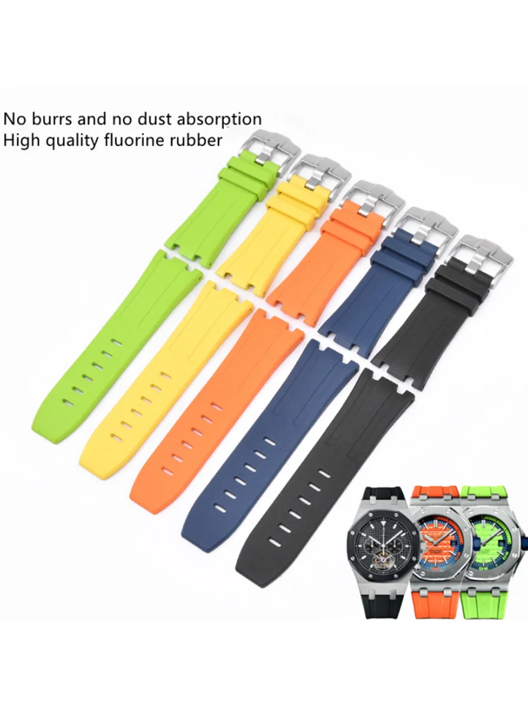 28mm Nature Fluororubber Silicone Watch Band Men for AP 15703 15710 26703 for Royal Oak Offshore Watch Belt Tools Watch Strap
